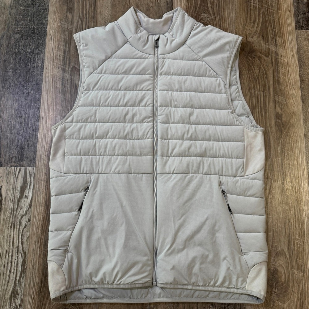 7 Diamonds Atlas Vest Mens Large Chalk Gray Golf Performance Puffer Activewear